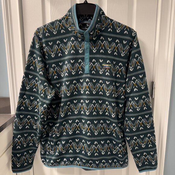 L.L. Bean Native American Motif Print Sweater Fleece Pullover Size XLT Fitted - Picture 7 of 7